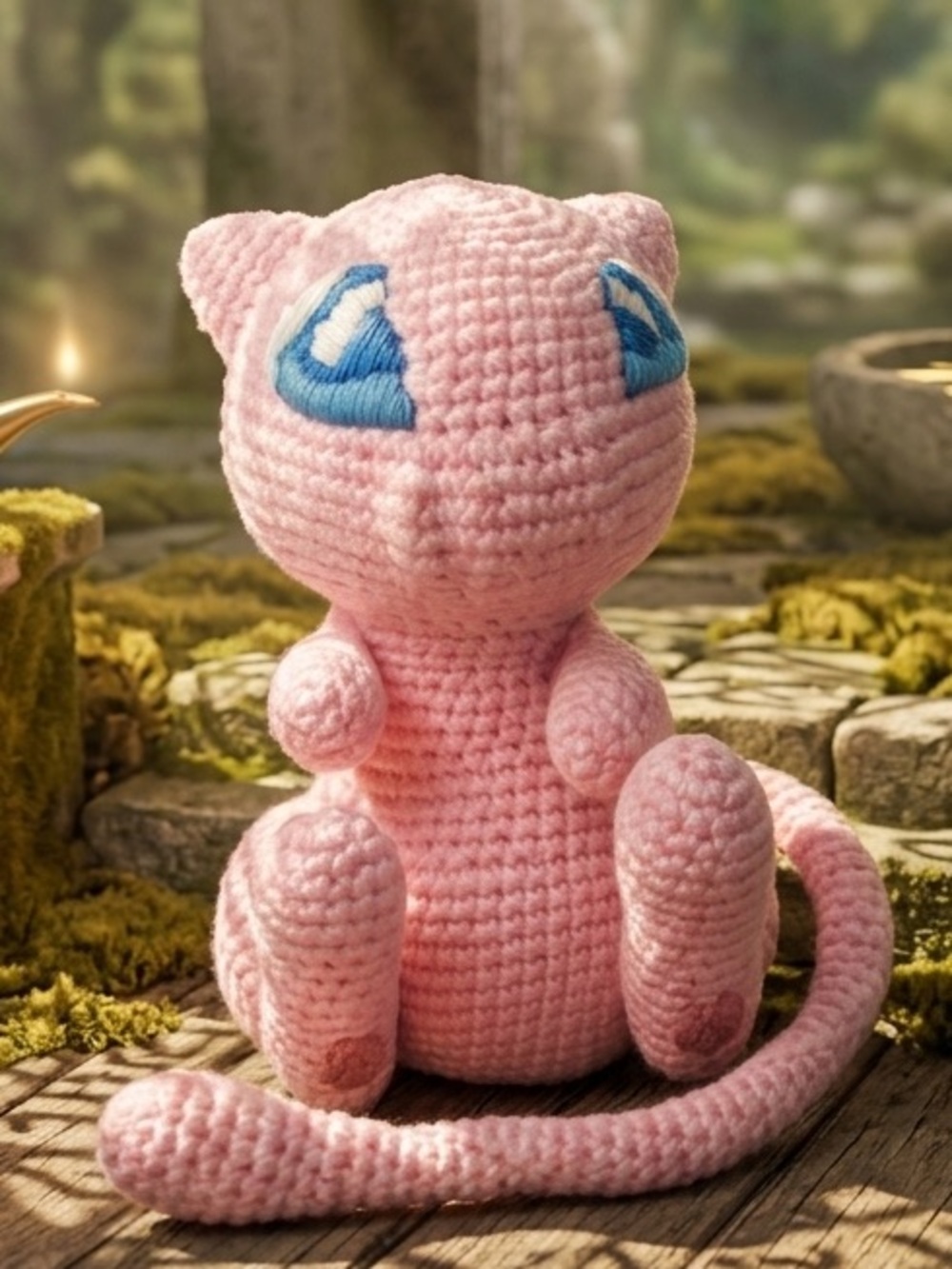 Handmade Pink Crochet Mew Plush Doll